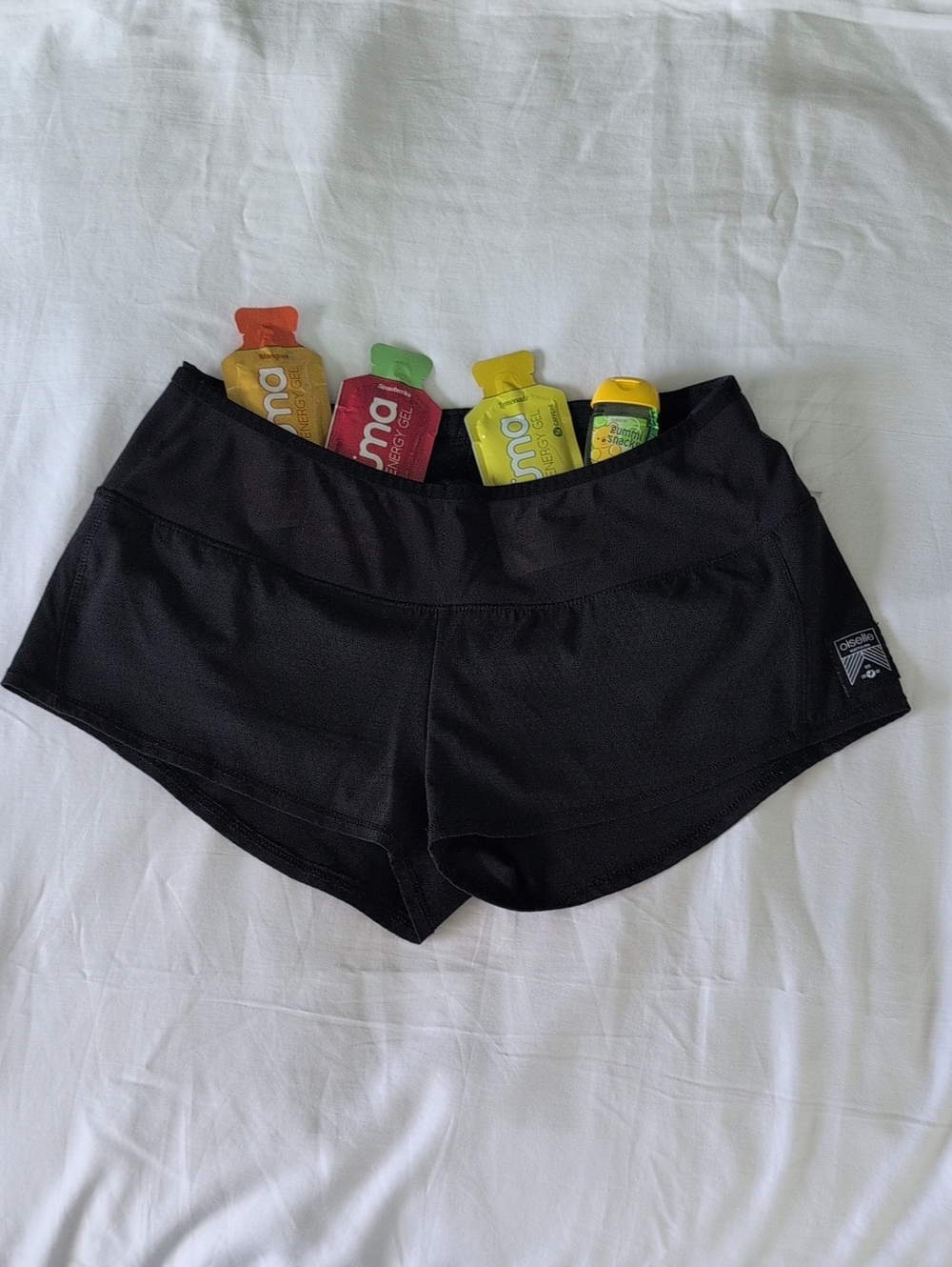 Oiselle Toolbelt Mac Roga Shorts - Black, Size 4
